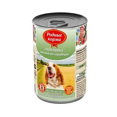 Купить Родные корма консервы для собак, скоблянка мясная по-городецки