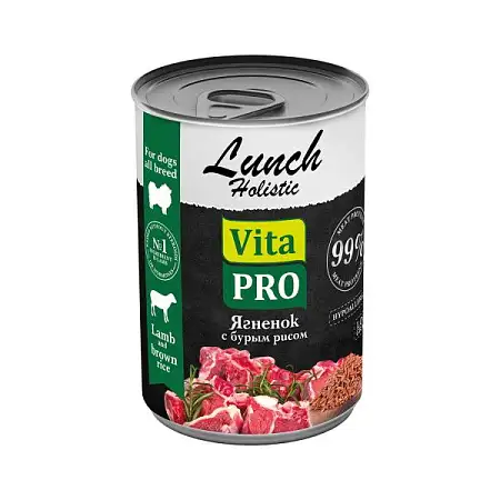 Купить vita pro lunch  консервы для собак ягненок с бурым рисом