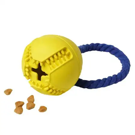 Купить homepet silver series игрушка для собак мяч с канатом с отверстием для лакомств желтый каучук