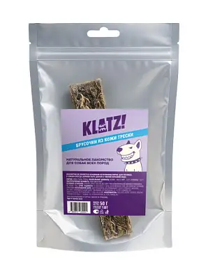 KLATZ! лакомство для взрослых собак всех пород "Брусочки кожи трески"