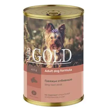 Nero Gold super premium консервы кусочки в желе для собак "говяжьи отбивные", (strip beef steak)