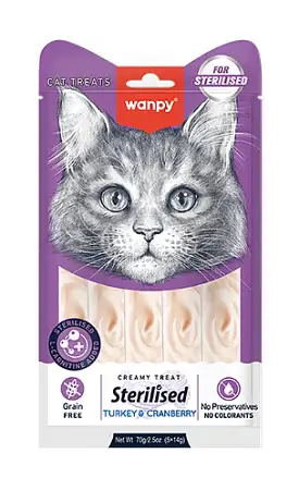 Купить wanpy cat Лакомство для стерилизованных кошек «нежное пюре» из тунца с клюквой