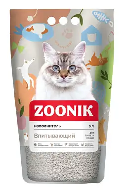 Зооник наполнитель для кошек впитывающий минеральный 